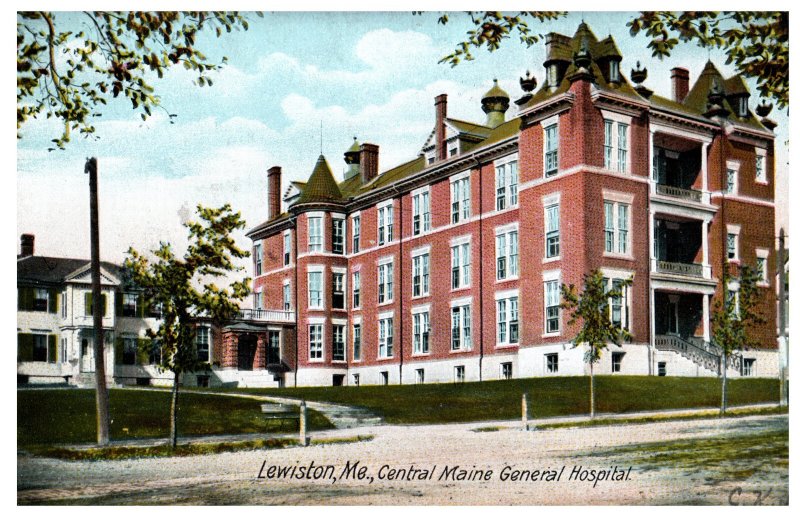 Central Maine General Hospital Lewiston ME Vintage Postcard Hugh Leighton