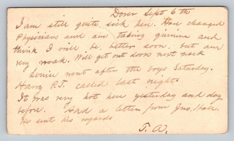 1890s  Dover New Hampshire   Postal Card   Postcard