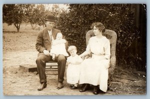 c1910's Family Baby Girls Orchard Oakdale California CA RPPC Photo Postcard