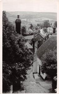 MINEHEAD SOMERSET UK CHURCH STEPS DOWN TO VILLAGE THATCHED ROOF POSTCARD 1959