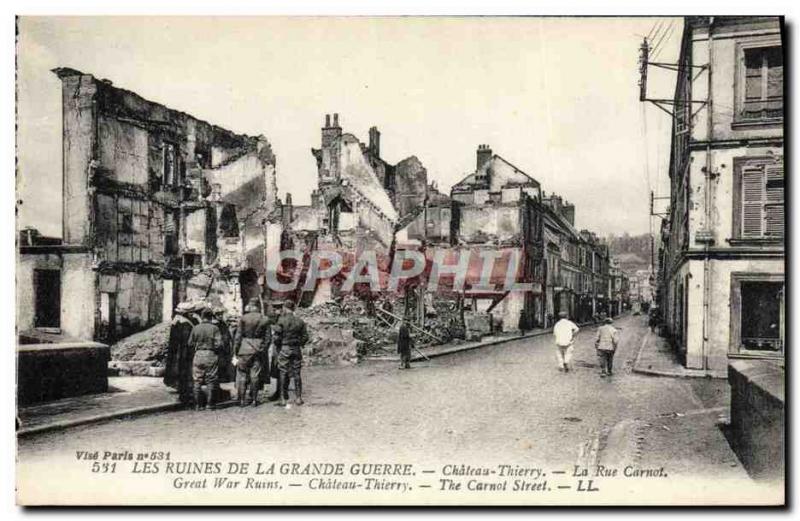 Postcard Ancient Ruins Of The Great War Chateau Thierry Carnot Street