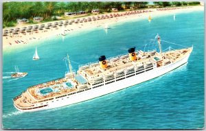 1963 Ship Home Lines Italia Sun-Way Cruises to Nassau Bahamas Posted Postcard