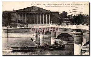 Old Postcard The Paris Chamber of Deputies and the Pont de la Concorde