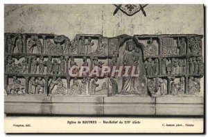 Postcard Ancient Church of Rouvres Bas Relief of the 14th Century