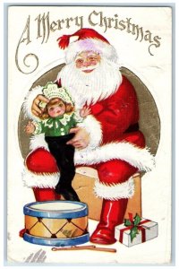 Christmas Santa Claus With Toys Embossed Kindersley Saskatchewan Canada Postcard