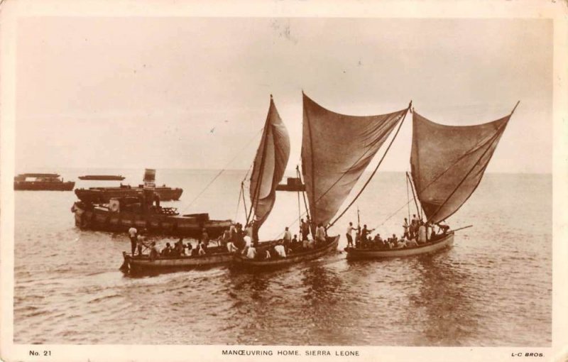 Sierra Leone Maneuvering Home sailboats on water real photo pc BB1217