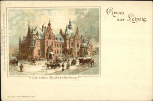 Gruss Aus Leipzig Deutsches Buchhandlerhaus c1900 Postcard