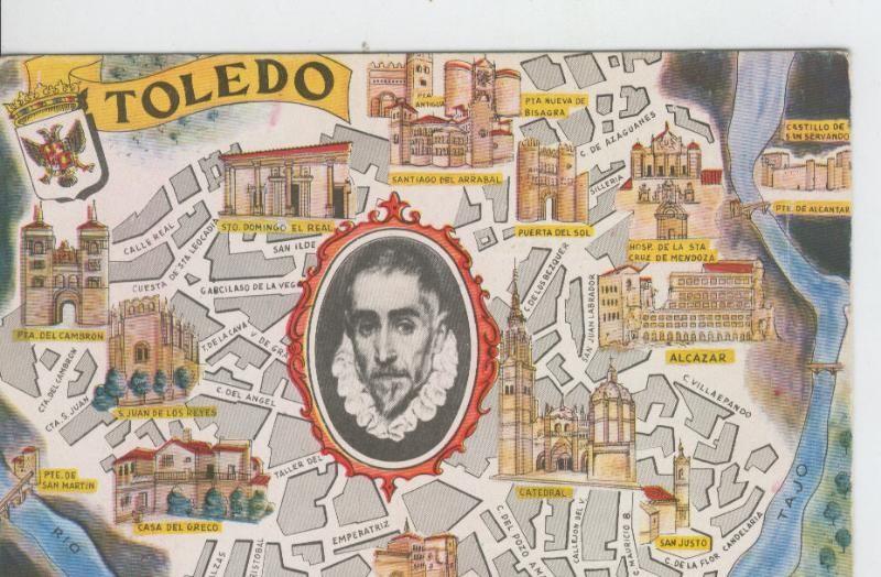 Postal 6627 : Plano ciudad y monumentos de Toledo