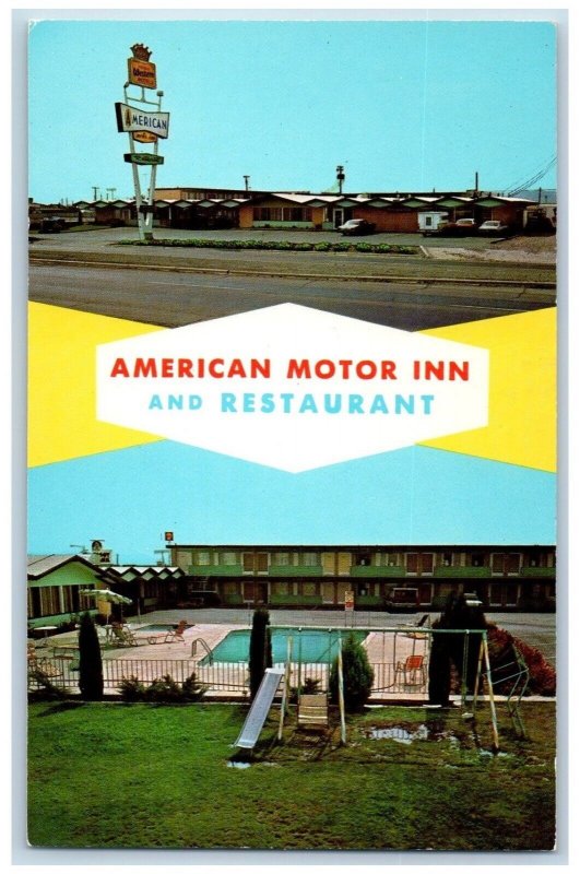 Lordsburg New Mexico NM Postcard American Motor Inn Restaurant Multiview c1960