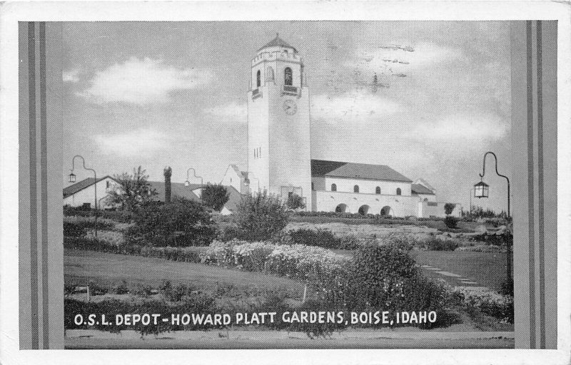 G17/ Boise Idaho Postcard 1945 O.S.L. Railroad Depot Building 4