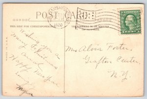 Holiday~Christmas Greetings~Holly Bells~Winter Cabin Inset~Poem~PM 1920 PC