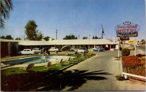 Postcard Swimming Pool at Sea Steel Motel Route U.S. 60-70 in Blythe, California