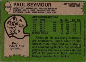 1978 Topps Football Card Paul Seymour Buffalo Bills sk7064