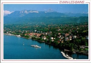 Evian-Les-Bains Vintage 1990s Postcard French shore of Lake Geneva