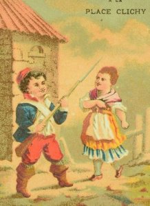 1870's-80's A La Place Clichy French Soldier lovely Victorian Trade Card F86