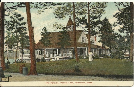 The Pavilion Pequot Lake Westfield Massachusetts Vintage Postcard Edwardian