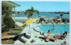 CLEARWATER BEACH, Florida FL ~ Roadside SANDMAN MOTEL Pool 1968  Postcard