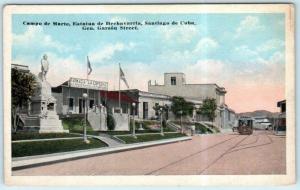 SANTIAGO de CUBA  Gen. Garzon Street CAMPO de MARTE Hechavarria Statue  Postcard