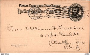 US Postal stationery 1c New York 1903 to Baltimore The times