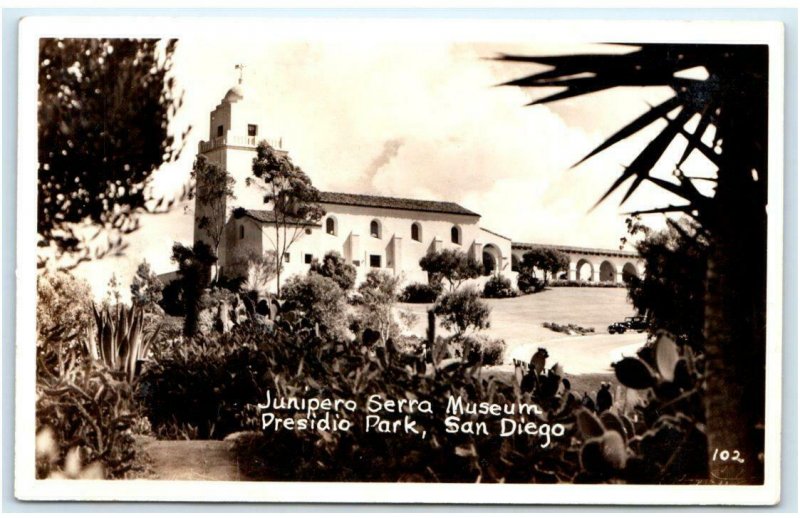 RPPC SAN DIEGO, CA California ~ JUNIPERO SERRA MUSEUM  c1940s Postcard