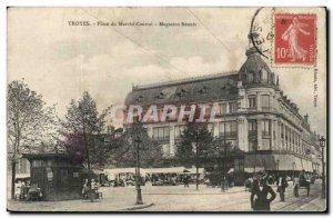Troyes Old Postcard square central market Stores reunited
