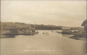 Waldoboro Maine ME Harbor View Industry Bldgs c1910 Real Photo Postcard