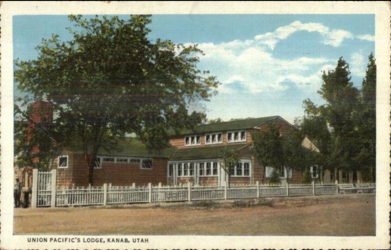 Kanab Utah UT UP Lodge Linen Postcard