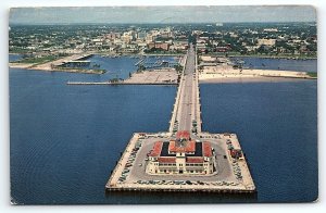 1960s SAINT PETERSBURG FL MUNICIPAL PIER CASINO AERIAL VIEW POSTCARD P3407