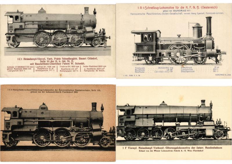 AUSTRIA - HUNGARY, TRAINS, LOCOMOTIVES RAILWAY 42 Vintage Postcards Incl. FLEURY