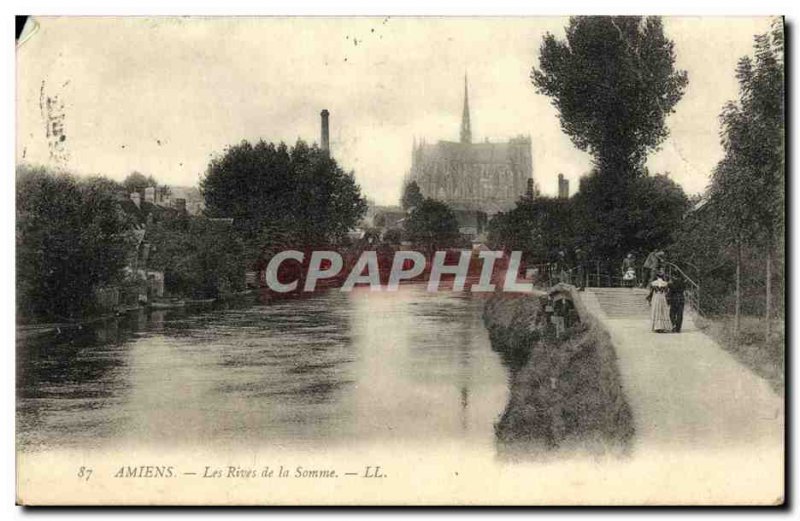 Old Postcard The Banks of Amiens Somme