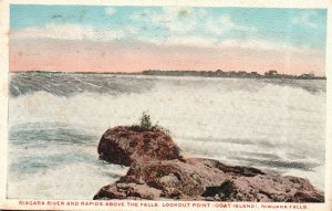 Vintage Postcard 1916 Niagara River Rapids Above Falls Lookout Point Goat Island