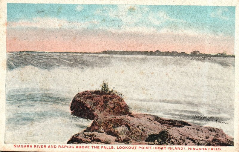 Vintage Postcard 1916 Niagara River Rapids Above Falls Lookout Point Goat Island