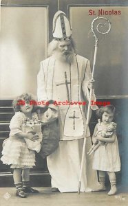 St Nicolas, RPPC, Girls with Toys and Dolls, OPG No 1917-18