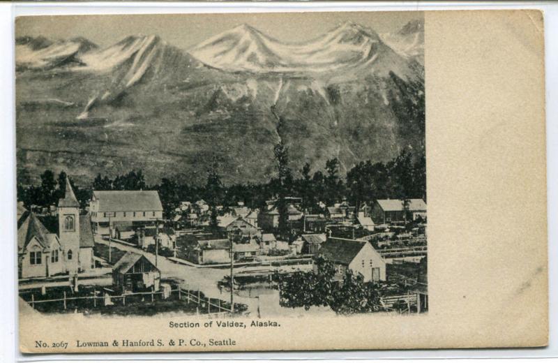 Panorama Valdez Alaska 1907c postcard