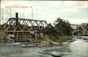Oldtown Maine Railroad Bridges Penobscot River? c1900-20s Vintage Postcard