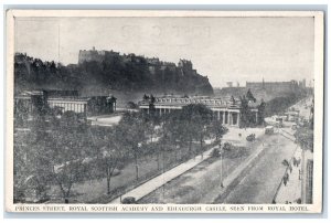 1920 Princes Street Royal Scottish Academy Edinburgh Castle Royal Hotel Postcard