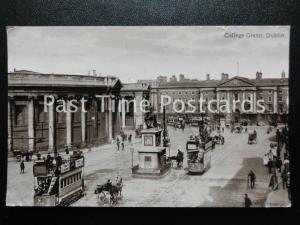 c1912 - College Green, Dublin - showing busy animated scene with trams etc