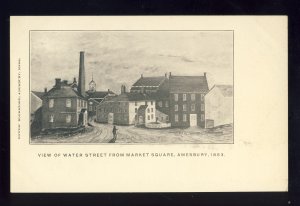 Amesbury, Massachusetts/MA Postcard, View Of Water Street From Market Square