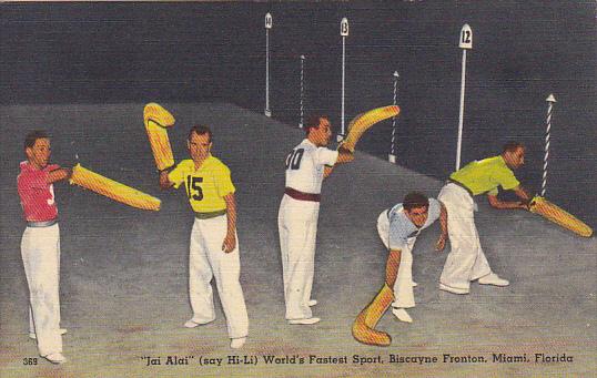 Jai Alai Players Biscayne Fronton Miami Florida World's Fastest Sport