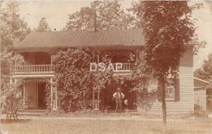 Ohio Postcard Real Photo RPPC 1910 BATAVIA Home Porch Man Clermont County