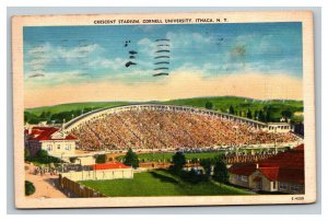 Vintage 1946 Postcard Crescent Stadium Cornell University Ithaca New York