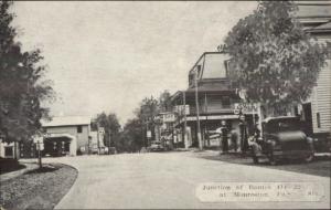 Monroeton PA Routes 414-220 Postcard - Gas Pumps