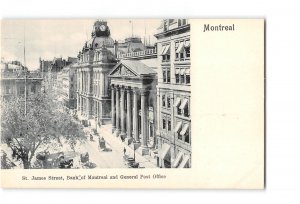 Montreal Canada Postcard 1901-1907 St James St Bank of Montreal and Post Office