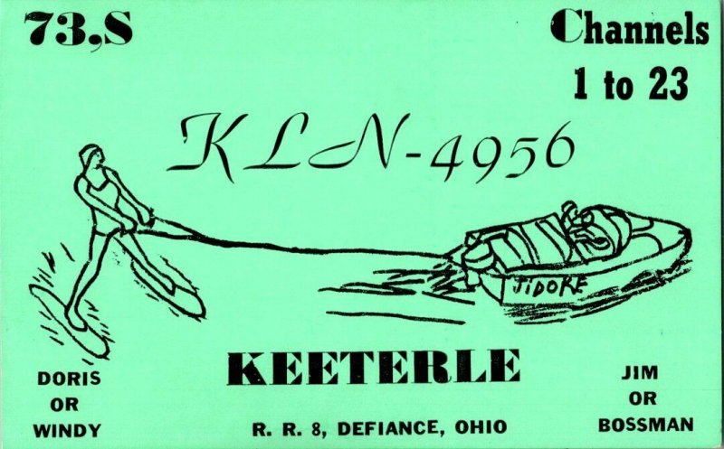 QSL Radio Card From Defiance Ohio KLN-4956 