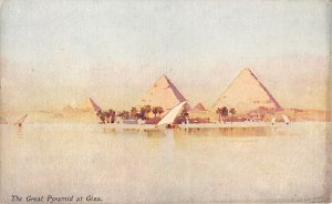 Lot284 the great pyramid at giza egypt africa postcard serie banks of the nile