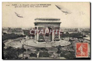 Old Postcard The Airship Paris Military The Republic after having relourne ev...