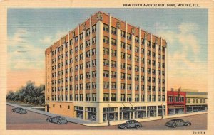 MOLINE, IL Illinois  NEW FIFTH AVENUE BUILDING & Street View   c1940's Postcard