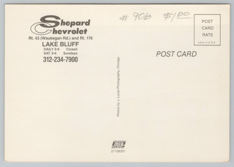 Transportation~Shepard Chevrolet~Lake Bluff~Continental Postcard 