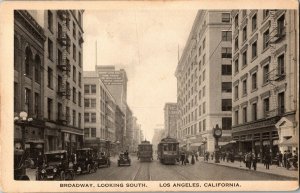 View of Broadway Looking South, Los Angeles CA Vintage Postcard I75