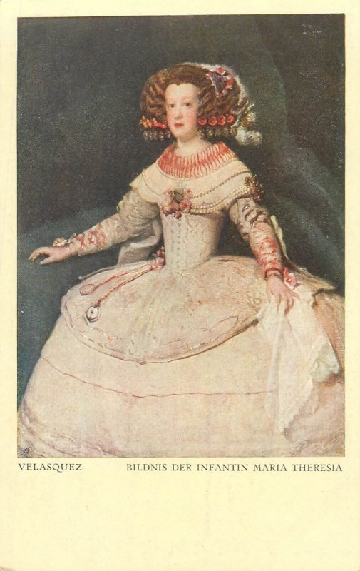 Portrait of the Infanta Maria Theresa of Spain by Velasquez fine art postcard 